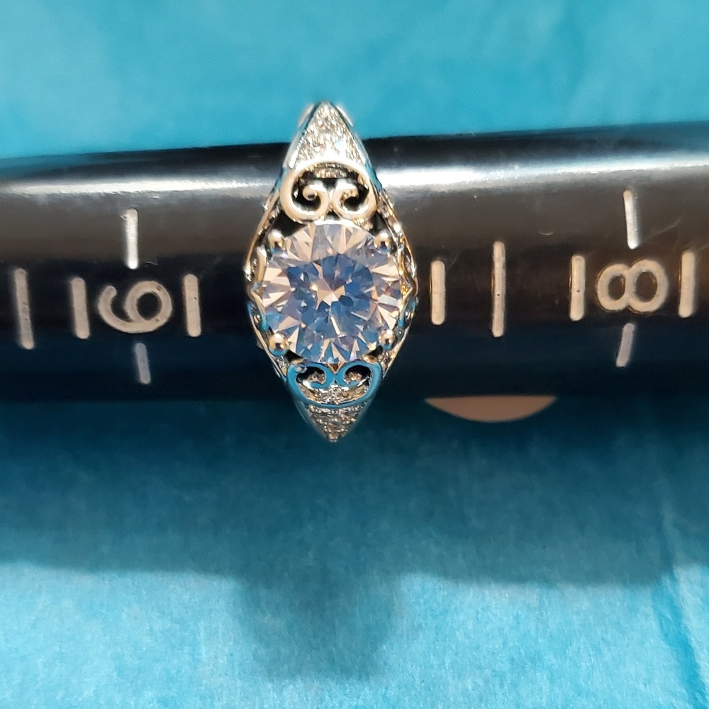 Silver Ring With Round Simulated Diamond - image 5